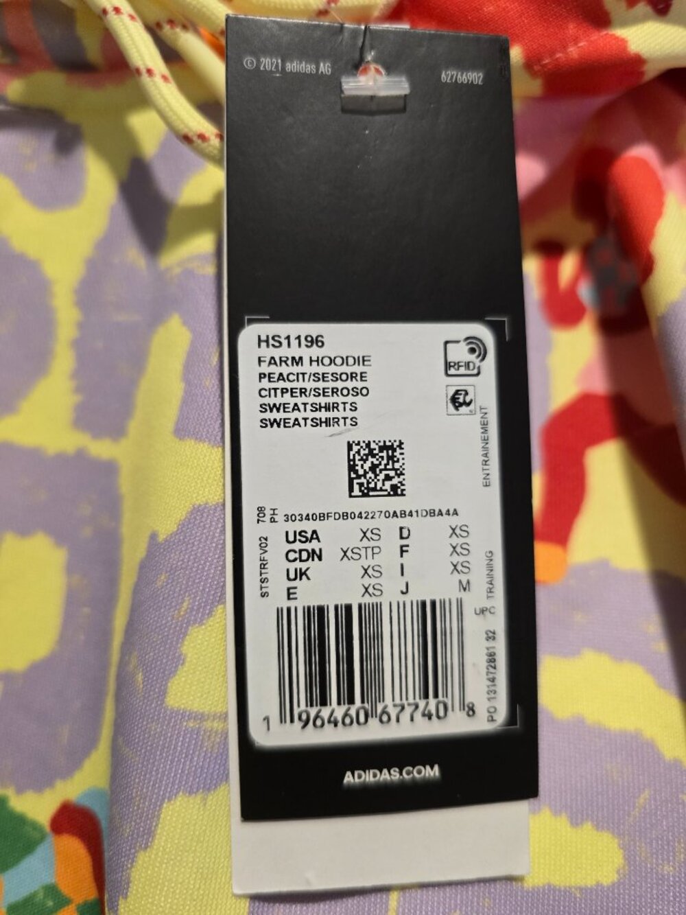 Women's adidas x FARM Rio 3-Stripes Hoodie (HS1196) SIZE XS Cropped NEW - Picture 2 of 5